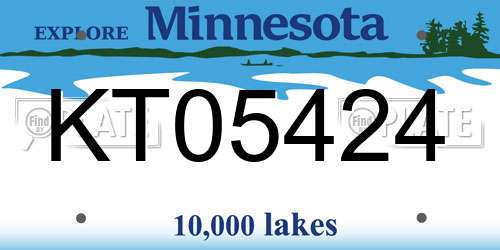 KT05424 Minnesota License Plate