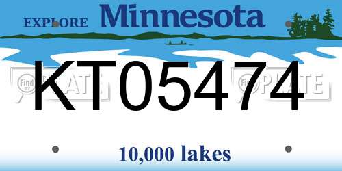 KT05474 Minnesota License Plate