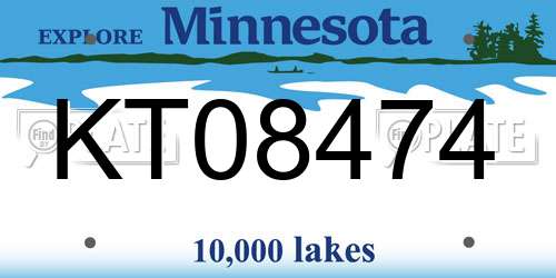 KT08474 Minnesota License Plate