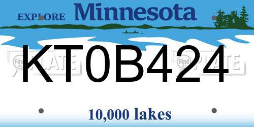 KT0B424 Minnesota License Plate