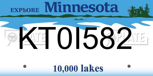 KT0I582 Minnesota License Plate