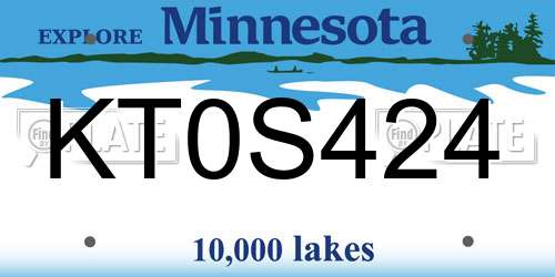 KT0S424 Minnesota License Plate