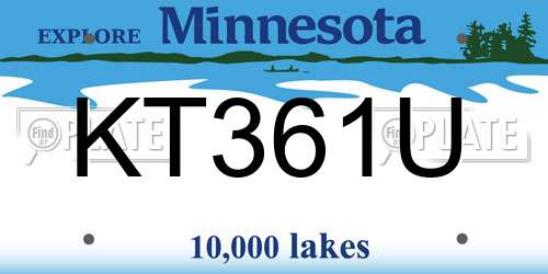 KT361U Minnesota License Plate
