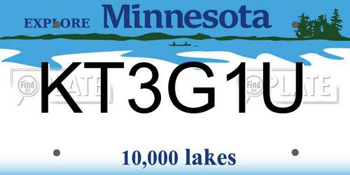 KT3G1U Minnesota License Plate