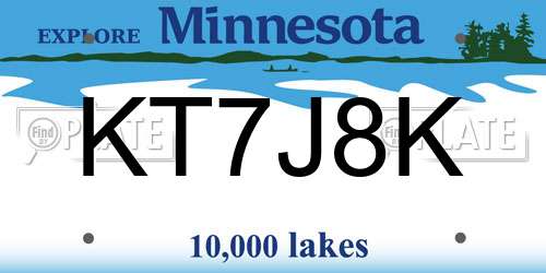 KT7J8K Minnesota License Plate