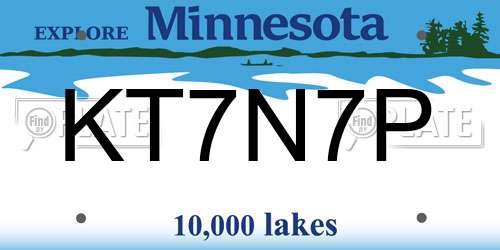 KT7N7P Minnesota License Plate
