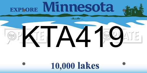 KTA419 Minnesota License Plate