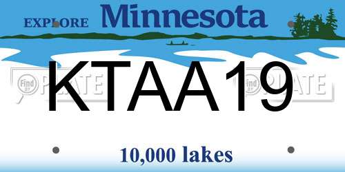 KTAA19 Minnesota License Plate