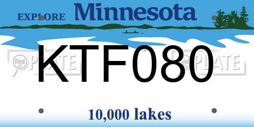 KTF080 Minnesota License Plate