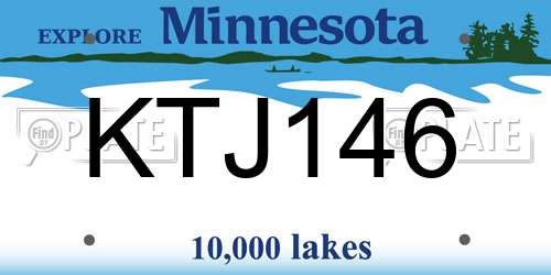 KTJ146 Minnesota License Plate