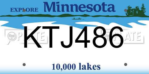 KTJ486 Minnesota License Plate