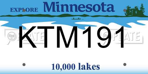 KTM191 Minnesota License Plate