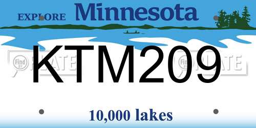 KTM209 Minnesota License Plate