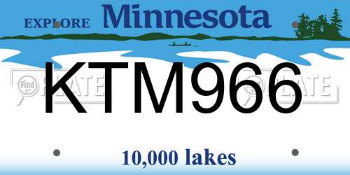 KTM966 Minnesota License Plate