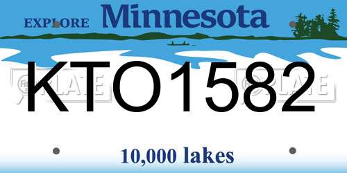 KTO1582 Minnesota License Plate