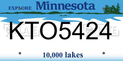 KTO5424 Minnesota License Plate