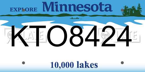 KTO8424 Minnesota License Plate