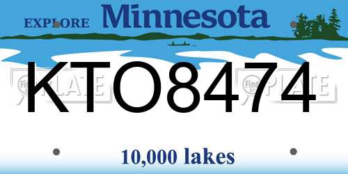 KTO8474 Minnesota License Plate