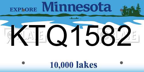 KTQ1582 Minnesota License Plate