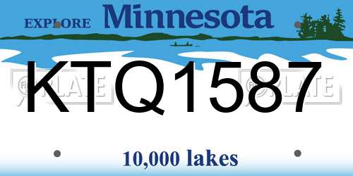 KTQ1587 Minnesota License Plate