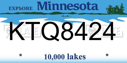 KTQ8424 Minnesota License Plate