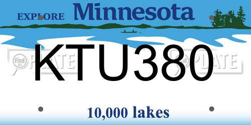 KTU380 Minnesota License Plate