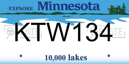 KTW134 Minnesota License Plate