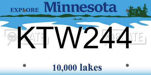 KTW244 Minnesota License Plate