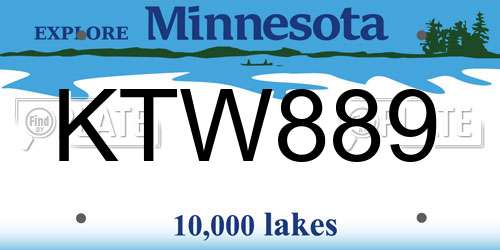 KTW889 Minnesota License Plate