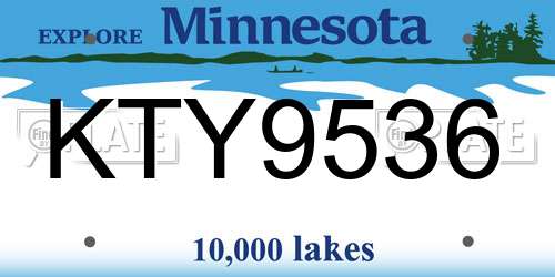 KTY9536 Minnesota License Plate
