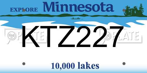 KTZ227 Minnesota License Plate