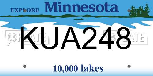 KUA248 Minnesota License Plate