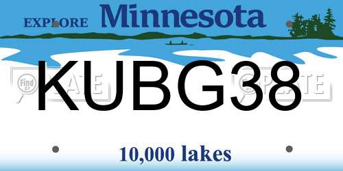 KUBG38 Minnesota License Plate