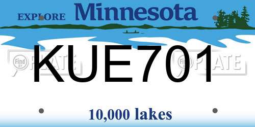 KUE701 Minnesota License Plate