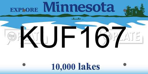 KUF167 Minnesota License Plate
