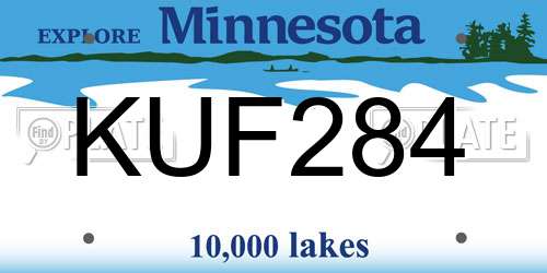 KUF284 Minnesota License Plate
