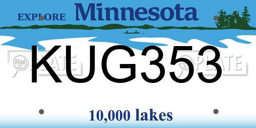 KUG353 Minnesota License Plate
