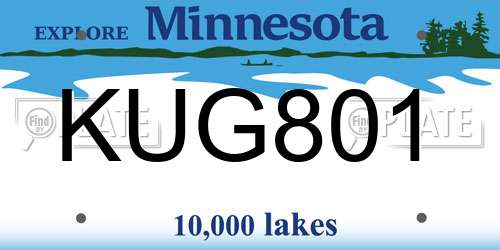 KUG801 Minnesota License Plate