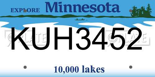 KUH3452 Minnesota License Plate