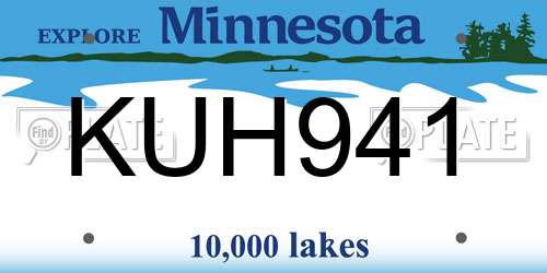 KUH941 Minnesota License Plate