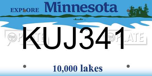 KUJ341 Minnesota License Plate