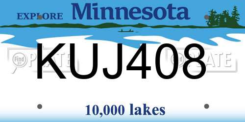 KUJ408 Minnesota License Plate