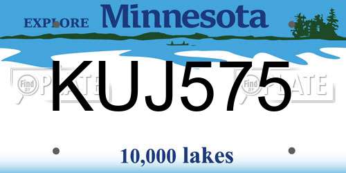 KUJ575 Minnesota License Plate