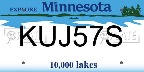 KUJ57S Minnesota License Plate
