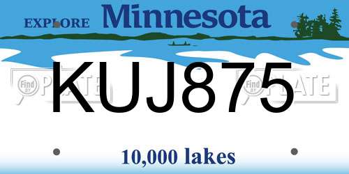 KUJ875 Minnesota License Plate