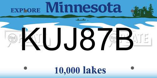 KUJ87B Minnesota License Plate