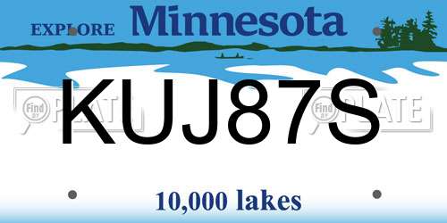 KUJ87S Minnesota License Plate