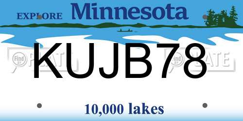 KUJB78 Minnesota License Plate