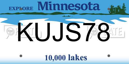 KUJS78 Minnesota License Plate