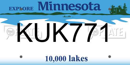 KUK771 Minnesota License Plate